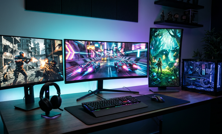 Best gaming monitors of 2026 lineup showing OLED, 4K, and 1440p displays