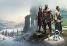 Collage of top PlayStation 5 exclusive game characters including Astro Bot, Kratos, and Atsu from Ghost of Yotei