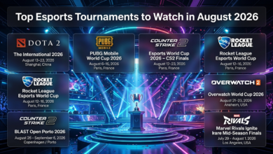 Top esports tournaments August 2026 lineup featuring Dota 2, CS2, and Rocket League